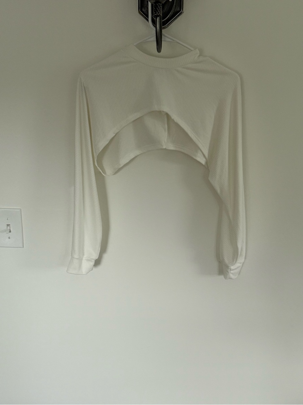 love J White Ribbed Cropped Long-Sleeve Toplet